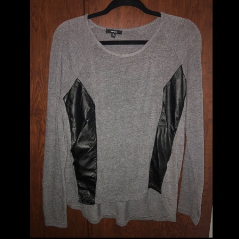 Gray and leather top